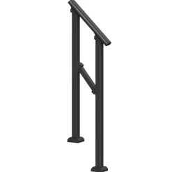 VEVOR Handrails for Outdoor Steps, 1-2 Step Stair Hand Rail Kit, Transitional Carbon Steel Railings with Installation Kit, Stair Rails for Seniors, Concrete Steps & Porch & Deck, Black Square Tube