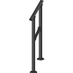 VEVOR Handrails for Outdoor Steps, 1-2 Step Stair Hand Rail Kit, Transitional Carbon Steel Railings with Installation Kit, Stair Rails for Seniors, Concrete Steps & Porch & Deck, Black Square Tube