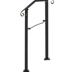 VEVOR Handrails for Outdoor Steps, 2-3 Step Stair Hand Rail Kit, Transitional Carbon Steel Railings with Installation Kit, Stair Rails for Seniors, Concrete Steps & Porch & Deck, Black Square Tube