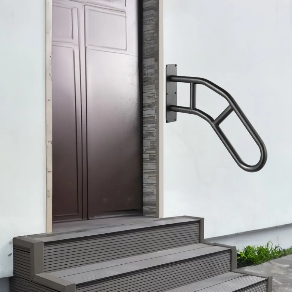 VEVOR Handrails for Outdoor Steps, 29" Length Wall Mount Safety Railings for 1-3 Steps, U-Shaped Handrail with Matte Black Finished, Stair Handrails for Kids, Elderly, Pregnant Women, Disabled