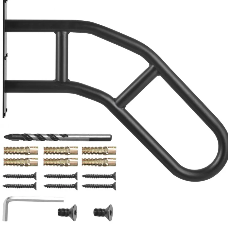 VEVOR Handrails for Outdoor Steps, 29" Length Wall Mount Safety Railings for 1-3 Steps, U-Shaped Handrail with Matte Black Finished, Stair Handrails for Kids, Elderly, Pregnant Women, Disabled