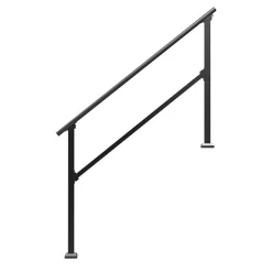 VEVOR Handrails for Outdoor Steps, 4-5 Step Stair Hand Rail Kit, Transitional Carbon Steel Railings with Installation Kit, Stair Rails for Seniors, Concrete Steps & Porch & Deck, Black Square Tube
