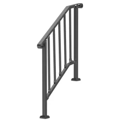 VEVOR Handrails for Outdoor Steps, 2-3 Step Stair Hand Rail Kit, Transitional Carbon Steel Railings with Installation Kit, Stair Rails for Seniors, Concrete Steps & Porch & Deck, Black Retro Arch