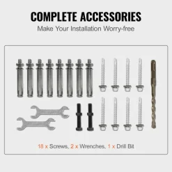 VEVOR Handrails for Outdoor Steps, Fit 1-3 Steps Wrought Iron Handrail, Outdoor Stair Railing, Adjustable Front Porch Hand Rail, Black Transitional Hand railings for Concrete Steps or Wooden Stairs