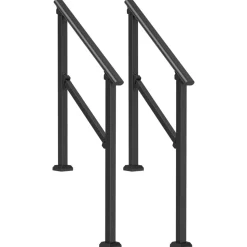 VEVOR Handrails for Outdoor Steps, 2 PCS 2-3 Step Stair Hand Rail Kit, Transitional Carbon Steel Railings with Installation Kit, Stair Rails for Seniors, Concrete & Porch & Deck, Black Square Tube