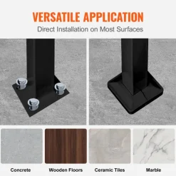 VEVOR Handrails for Outdoor Steps, Fit 1 or 3 Steps Outdoor Stair Railing, Black Wrought Iron Handrail, Flexible Front Porch Hand Rail, Transitional Handrails for Concrete Steps or Wooden Stairs