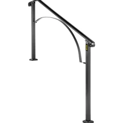 VEVOR Handrails for Outdoor Steps, Fit 4 or 5 Steps Outdoor Stair Railing, Arch#4 Wrought Iron Handrail, Flexible Porch Railing, Black Transitional Handrails for Concrete Steps or Wooden Stairs