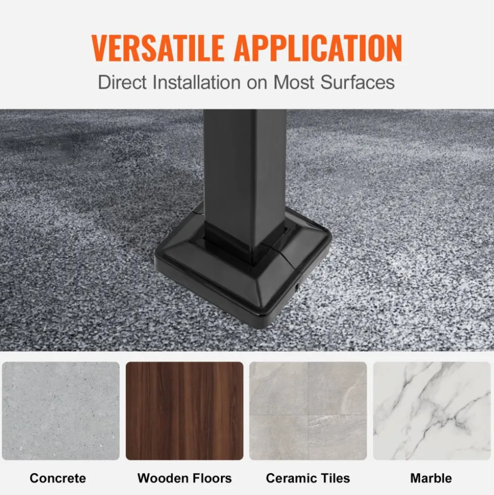 VEVOR Handrails for Outdoor Steps, Fit 4 or 5 Steps Outdoor Stair Railing, Arch#4 Wrought Iron Handrail, Flexible Porch Railing, Black Transitional Handrails for Concrete Steps or Wooden Stairs