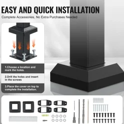 VEVOR Handrails for Outdoor Steps, 2-3 Step Stair Hand Rail & Indoor Railing Kit, Railings for Outside Steps with Installation Kit, Hand Rails for Seniors,Porch Railing & Deck Hand Rail, Black