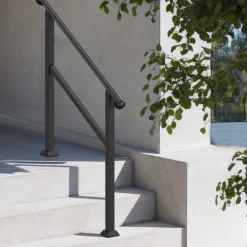 VEVOR Handrails for Outdoor Steps, 2-3 Step Stair Hand Rail & Indoor Railing Kit, Railings for Outside Steps with Installation Kit, Hand Rails for Seniors,Porch Railing & Deck Hand Rail, Black