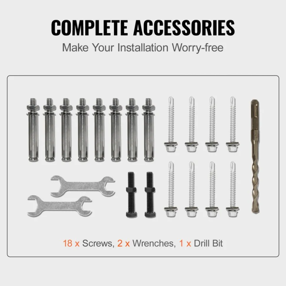 VEVOR Handrails for Outdoor Steps, Fit 3-5 Steps Outdoor Stair Railing, Wrought Iron Handrail, Flexible Front Porch Hand Rail, Black Transitional Hand railings for Concrete Steps or Wooden Stairs