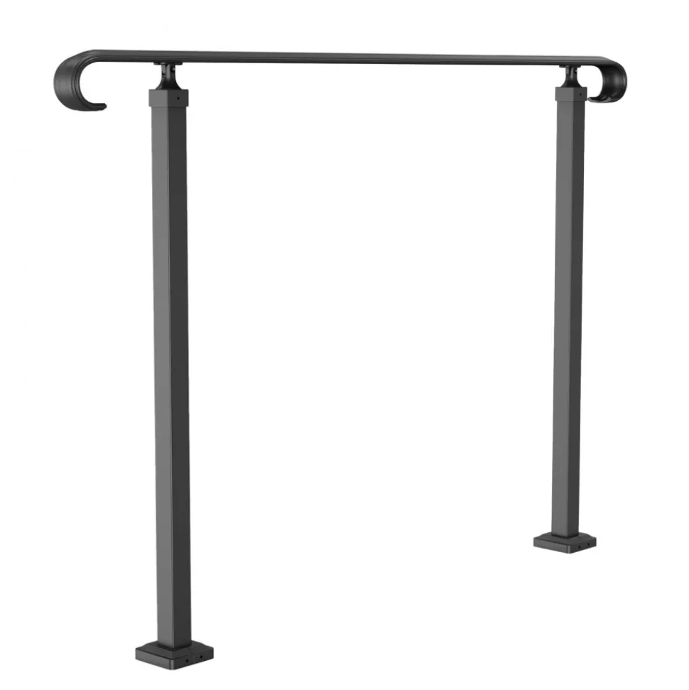 VEVOR Handrails for Outdoor Steps, Fit 3-5 Steps Outdoor Stair Railing, Wrought Iron Handrail, Flexible Front Porch Hand Rail, Black Transitional Hand railings for Concrete Steps or Wooden Stairs