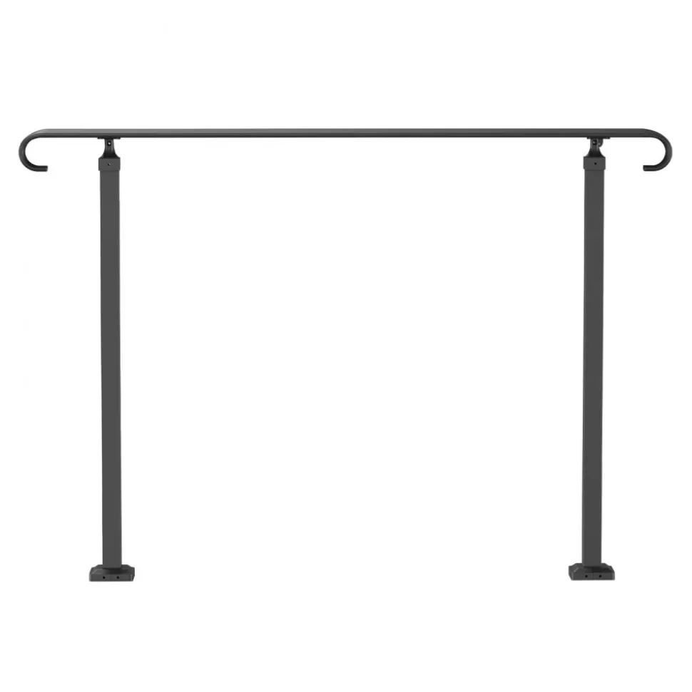 VEVOR Handrails for Outdoor Steps, Fit 3-5 Steps Outdoor Stair Railing, Wrought Iron Handrail, Flexible Front Porch Hand Rail, Black Transitional Hand railings for Concrete Steps or Wooden Stairs
