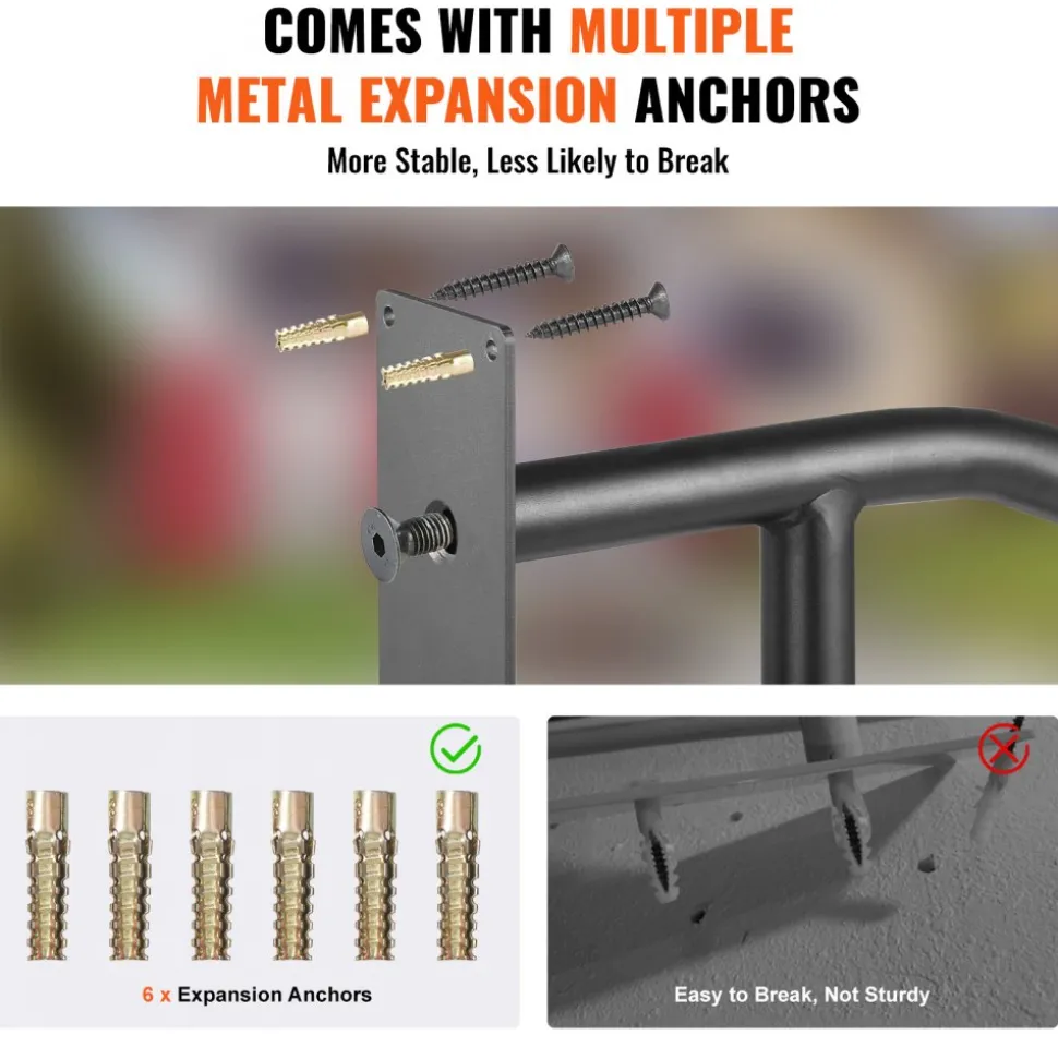 VEVOR Handrails for Outdoor Steps, 32" Length Wall Mount Safety Railings for 1-3 Steps, U-Shaped Handrail with Matte Black Finished, Stair Handrails for Kids, Elderly, Pregnant Women, Disabled