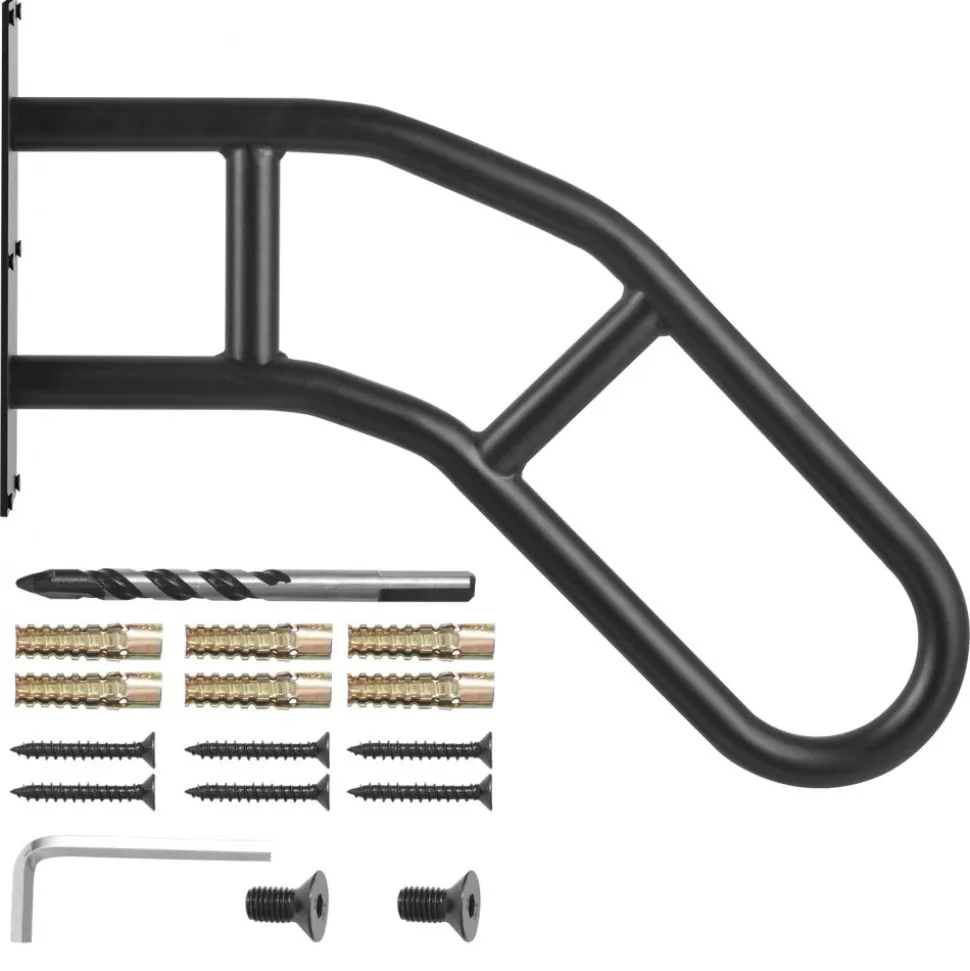 VEVOR Handrails for Outdoor Steps, 32" Length Wall Mount Safety Railings for 1-3 Steps, U-Shaped Handrail with Matte Black Finished, Stair Handrails for Kids, Elderly, Pregnant Women, Disabled
