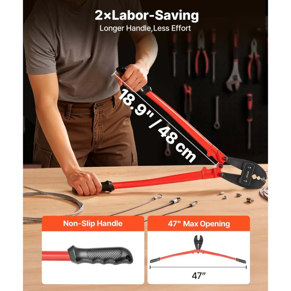 VEVOR 30" Hand Swager, Swaging Tool for 5/32", 1/4" and 5/16" Wire Rope Cable