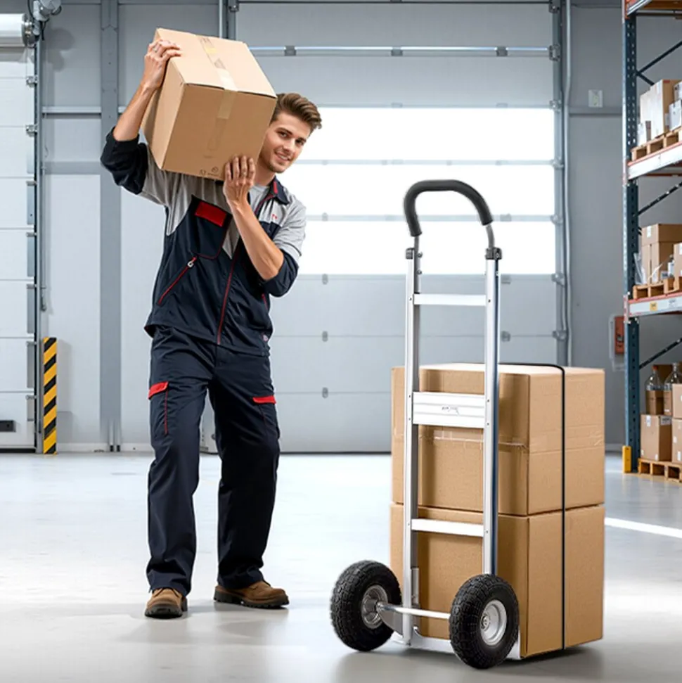 VEVOR Hand Truck, 500 lbs Load Capacity, Heavy-Duty Hand Truck Dolly with Non-Slip Wheels & Handle, Aluminum Alloy Portable Dolly with Tie-down Strap for Moving Home, Office, Warehouse
