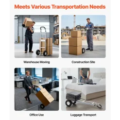 VEVOR Hand Truck, 500 lbs Load Capacity, Heavy-Duty Hand Truck Dolly with Non-Slip Wheels & Handle, Aluminum Alloy Portable Dolly with Tie-down Strap for Moving Home, Office, Warehouse