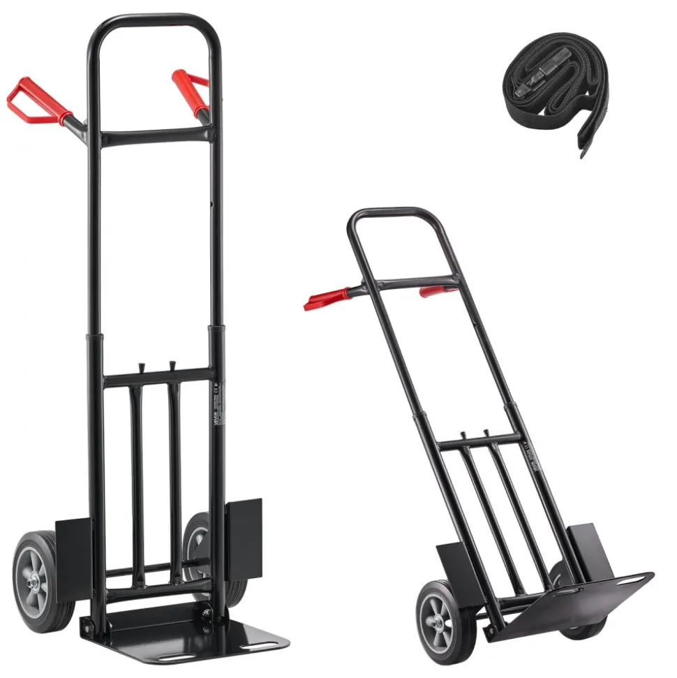 VEVOR Hand Truck, 600 lbs Load Capacity, Heavy-Duty Hand Truck Dolly with Wheels & Telescoping Handle, Portable Dolly with Tie-down Strap for Moving Home, Office, Warehouse, Supermarket