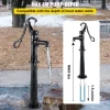 VEVOR Hand Water Pump with Stand 15.7 x 9.4 x 53.1 inch Pitcher Pump & 26 inch Pump Stand with Pre-set 1/2" Holes for Easy Installation Rustic Cast Iron Well Pump for Yard Garden Farm Irrigation Blac