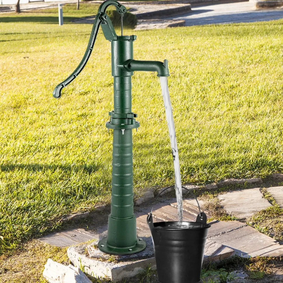 VEVOR Hand Water Pump with Stand, 15.7 x 9.4 x 51.6 inch Pitcher Pump& 26 inch Pump Stand with Pre-set 1/2" Holes for Easy Installation, Rustic Cast Iron Well Pump for Yard, Garden, Farm Irrigation,