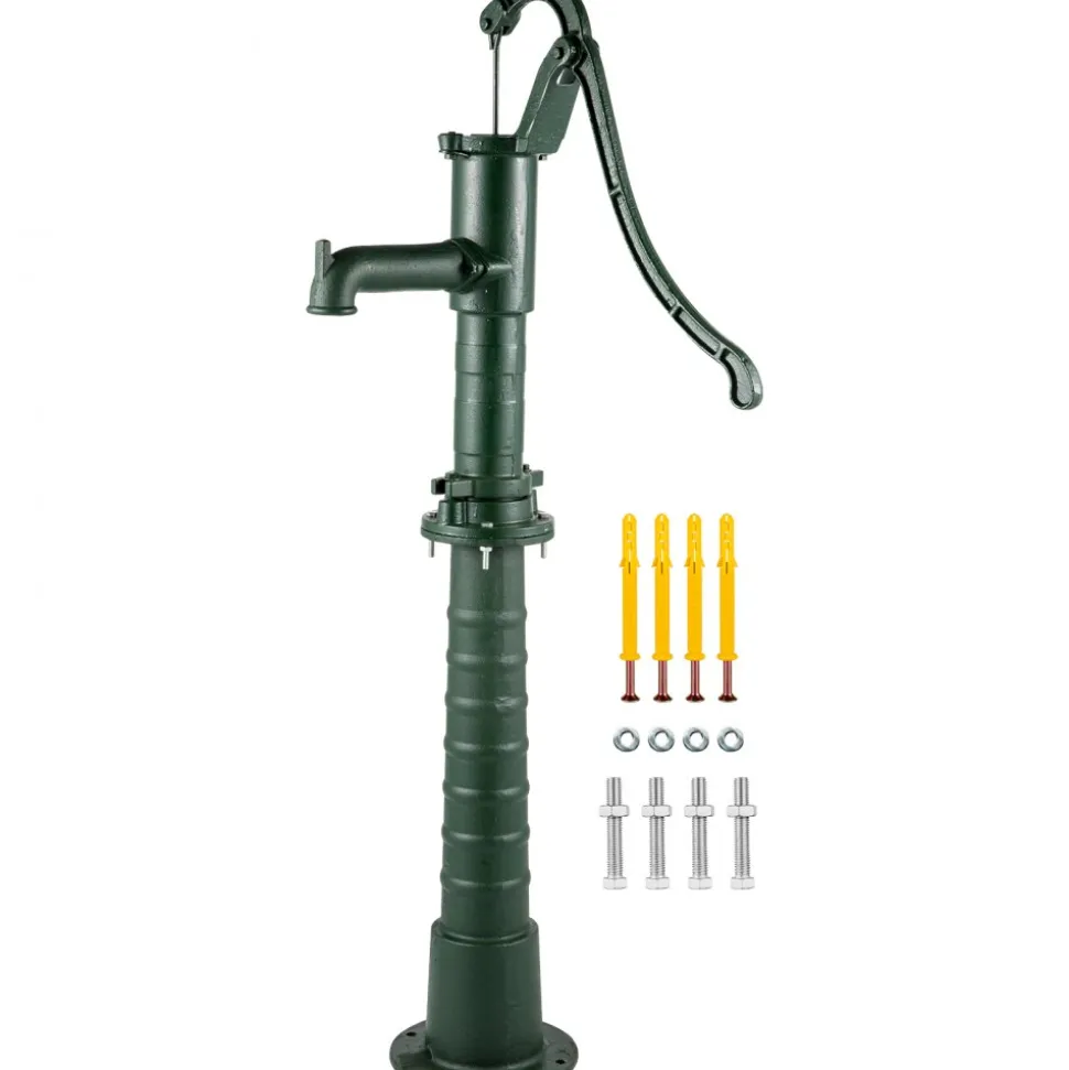 VEVOR Hand Water Pump with Stand, 15.7 x 9.4 x 51.6 inch Pitcher Pump& 26 inch Pump Stand with Pre-set 1/2" Holes for Easy Installation, Rustic Cast Iron Well Pump for Yard, Garden, Farm Irrigation,