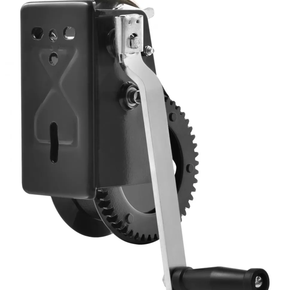 VEVOR Hand Winch, 3500 lbs Pulling Capacity, Boat Trailer Winch Heavy Duty Rope Crank with 33 ft Polyester Strap and Two-Way Ratchet, Manual Operated Hand Crank Winch for Trailer, Boat or ATV Towing