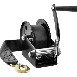 VEVOR Hand Winch, 1200 lbs Pulling Capacity, Boat Trailer Winch Heavy Duty Rope Crank with 23 ft Polyester Strap and Two-Way Ratchet, Manual Operated Hand Crank Winch for Trailer, Boat or ATV Towing