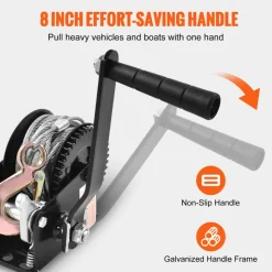 VEVOR Hand Winch, 800 lbs Pulling Capacity, Boat Trailer Winch Heavy Duty Rope Crank with 33 ft Steel Wire Cable and Two-Way Ratchet, Manual Operated Hand Crank Winch for Trailer, Boat or ATV Towing