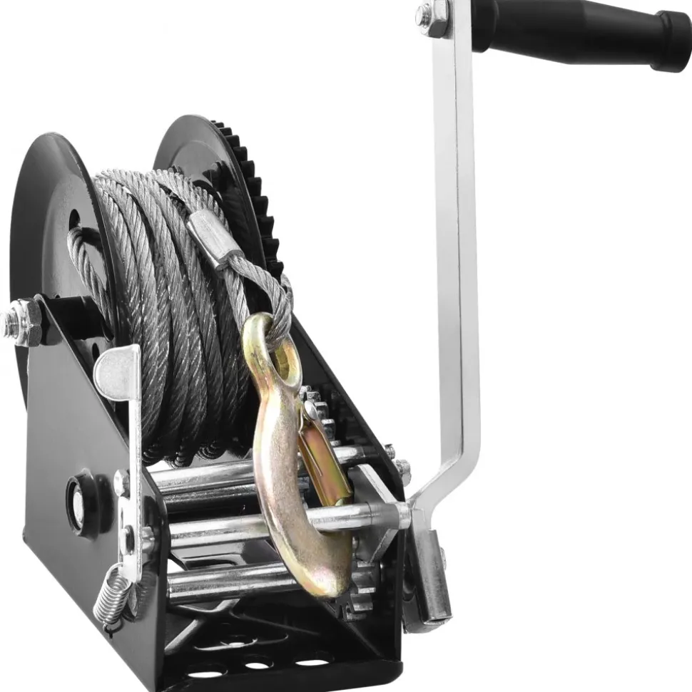 VEVOR Hand Winch, 3500 lbs Pulling Capacity, Boat Trailer Winch Heavy Duty Rope Crank with 33 ft Steel Wire Cable and Two-Way Ratchet, Manual Operated Hand Crank Winch for Trailer, Boat or ATV Towing