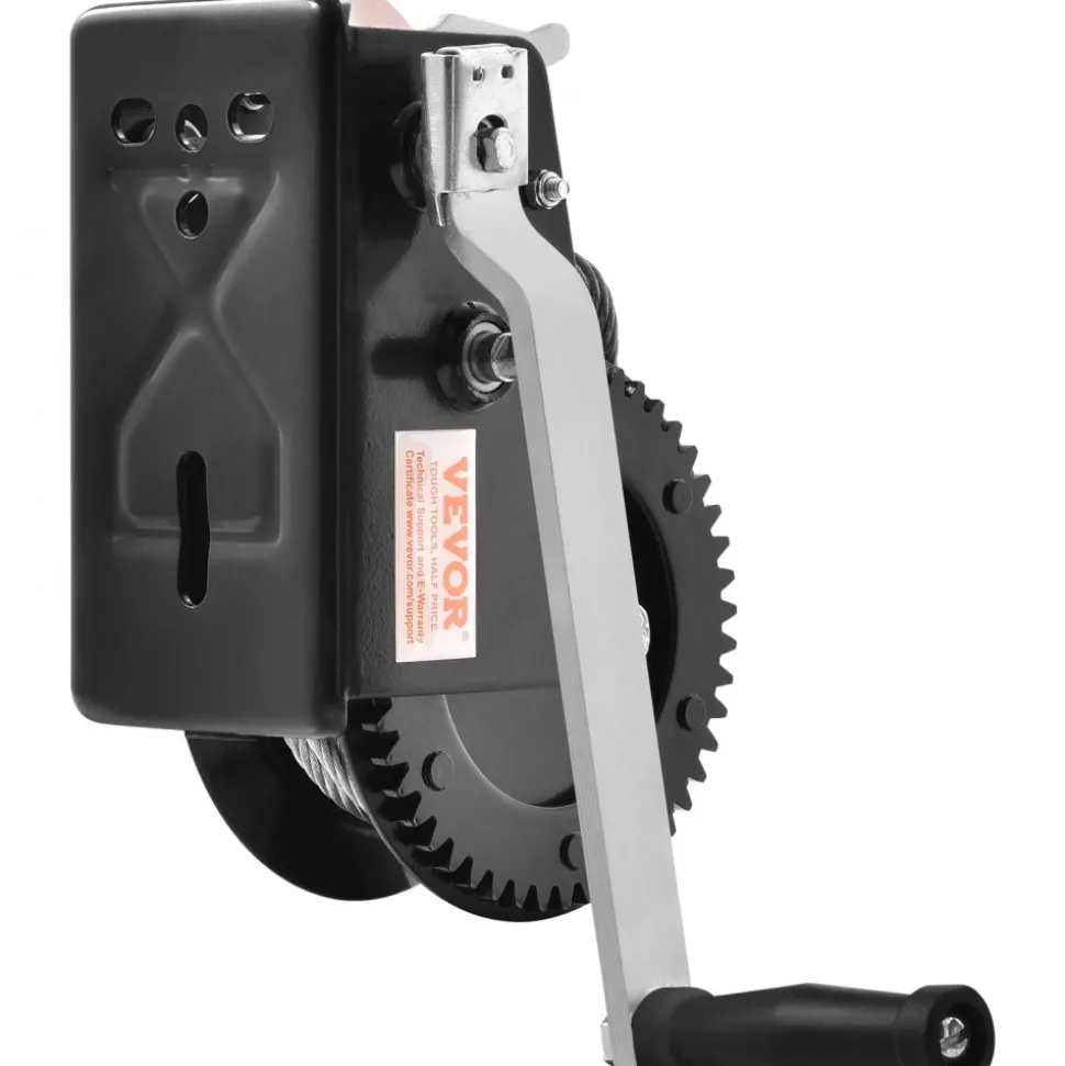 VEVOR Hand Winch, 3500 lbs Pulling Capacity, Boat Trailer Winch Heavy Duty Rope Crank with 33 ft Steel Wire Cable and Two-Way Ratchet, Manual Operated Hand Crank Winch for Trailer, Boat or ATV Towing