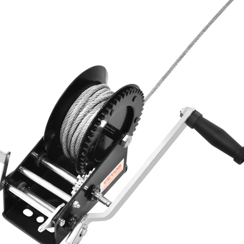 VEVOR Hand Winch, 3500 lbs Pulling Capacity, Boat Trailer Winch Heavy Duty Rope Crank with 33 ft Steel Wire Cable and Two-Way Ratchet, Manual Operated Hand Crank Winch for Trailer, Boat or ATV Towing