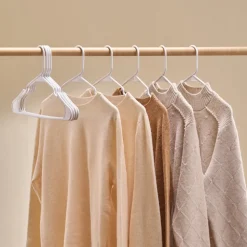 VEVOR Hangers, 0.2 in Ultra-Thin, 50 Pack White Plastic Hangers with Stable Triangular Top Structure & Wider Notch Design , Non-Slip Space Saving Hangers, Fit for T-Shirt, Shirt, Sling & Pant
