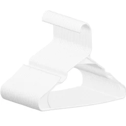 VEVOR Hangers, 0.2 in Ultra-Thin, 50 Pack White Plastic Hangers with Stable Triangular Top Structure & Wider Notch Design , Non-Slip Space Saving Hangers, Fit for T-Shirt, Shirt, Sling & Pant