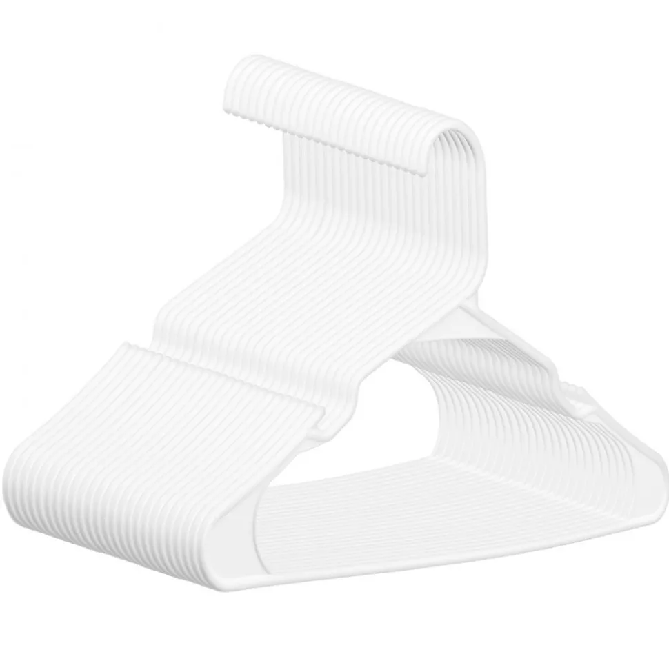 VEVOR Hangers, 0.2 in Ultra-Thin, 50 Pack White Plastic Hangers with Stable Triangular Top Structure & Wider Notch Design , Non-Slip Space Saving Hangers, Fit for T-Shirt, Shirt, Sling & Pant