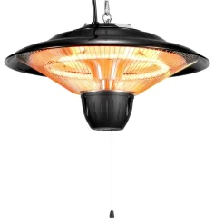 VEVOR Hanging Patio Heater, 1500W Electric Space Infrared Heater, IP34 Protection with 23.6 inch Pull Cord & Adjustable Chain, for Porch,Patio,Dining Room,Studio Outdoor/Indoor