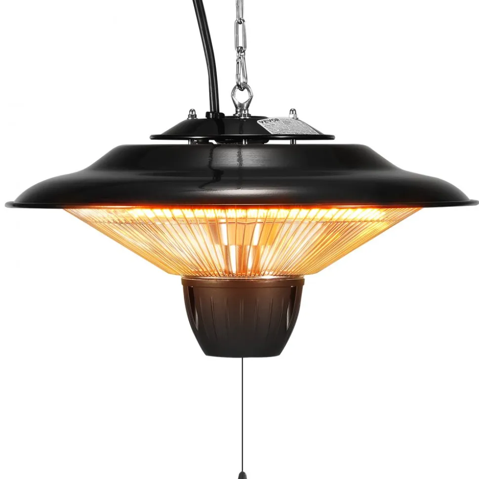 VEVOR Hanging Patio Heater, 1500W Electric Space Infrared Heater, IP34 Protection with 23.6 inch Pull Cord & Adjustable Chain, for Porch,Patio,Dining Room,Studio Outdoor/Indoor