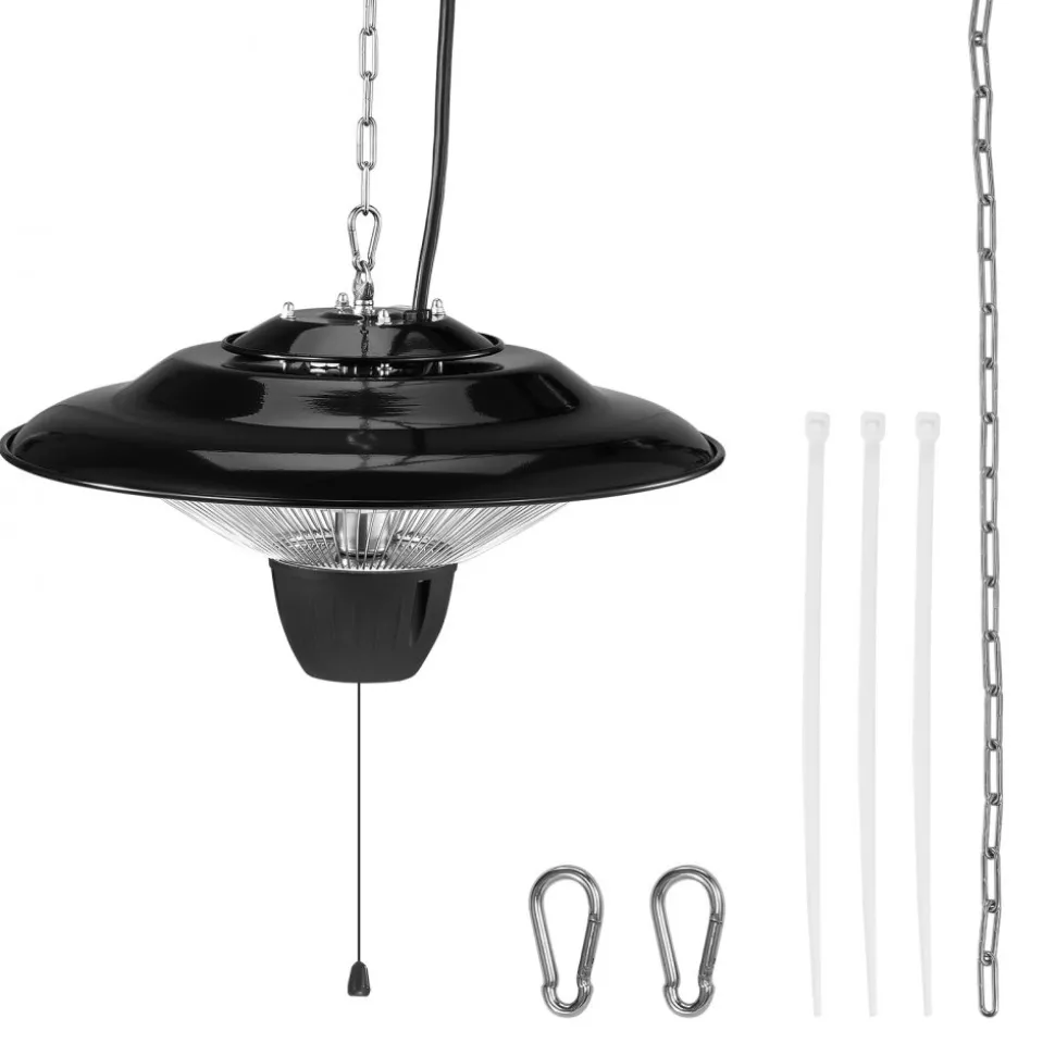 VEVOR Hanging Patio Heater, 1500W Outdoor/Indoor Electric Space Infrared Heater, IP34 Protection Ceiling Heater with 23.6 inch Pull Cord & 20 inch Adjustable Chain, for Porch,Patio,Dining Room,Studio