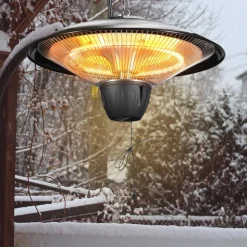 VEVOR Hanging Patio Heater, 1500W Outdoor/Indoor Electric Space Infrared Heater, IP34 Protection Ceiling Heater with 23.6 inch Pull Cord & 20 inch Adjustable Chain, for Porch,Patio,Dining Room,Studio