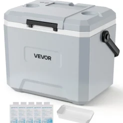 VEVOR Hard Cooler, 24QT Portable Cooler, Leak-Resistant Coolbox Keeps Contents Cool for 48 Hours, Insulated Chests with Ice Retention and Heavy-Duty Handle, Ultra-Light for Camping, Concerts, Sports