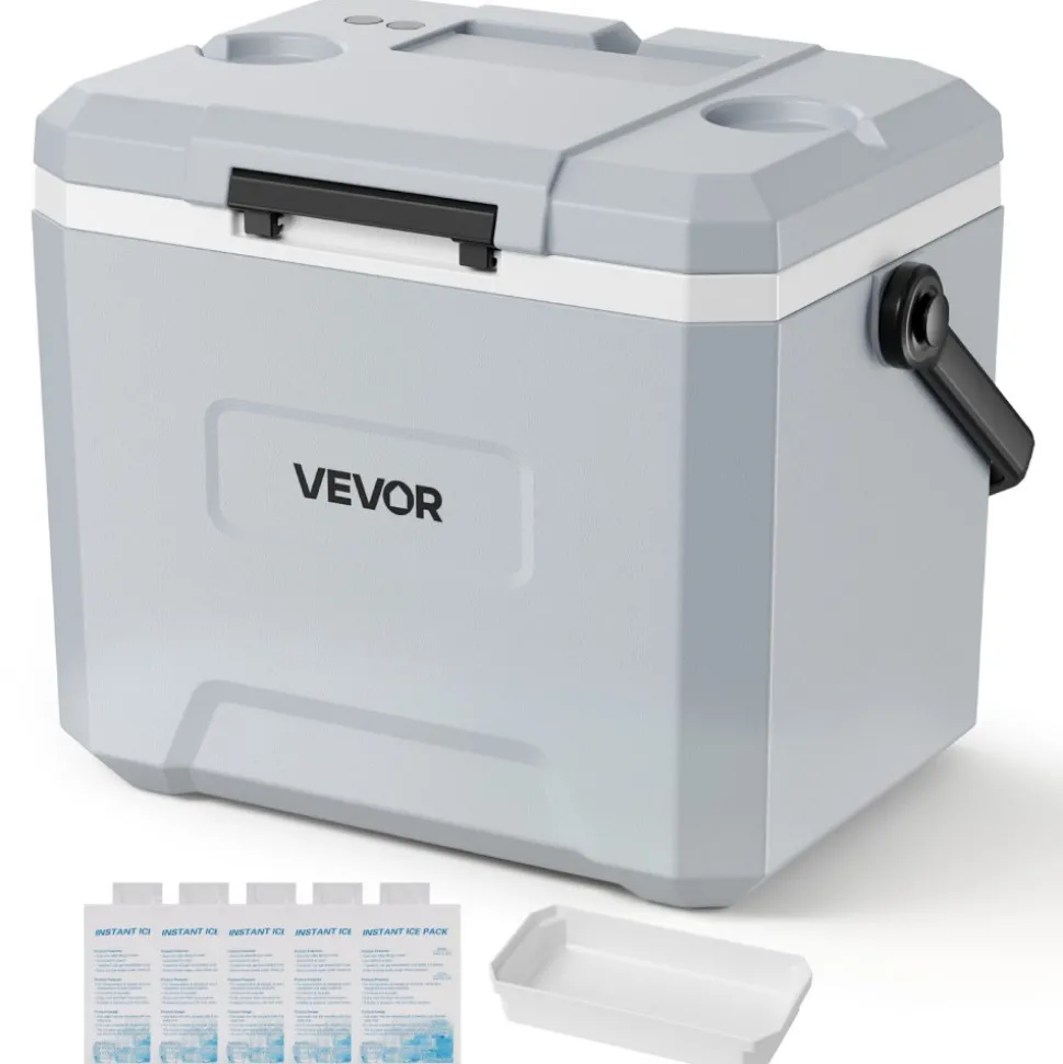 VEVOR Hard Cooler, 24QT Portable Cooler, Leak-Resistant Coolbox Keeps Contents Cool for 48 Hours, Insulated Chests with Ice Retention and Heavy-Duty Handle, Ultra-Light for Camping, Concerts, Sports