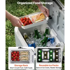 VEVOR Hard Cooler, 24QT Portable Cooler, Leak-Resistant Coolbox Keeps Contents Cool for 48 Hours, Insulated Chests with Ice Retention and Heavy-Duty Handle, Ultra-Light for Camping, Concerts, Sports