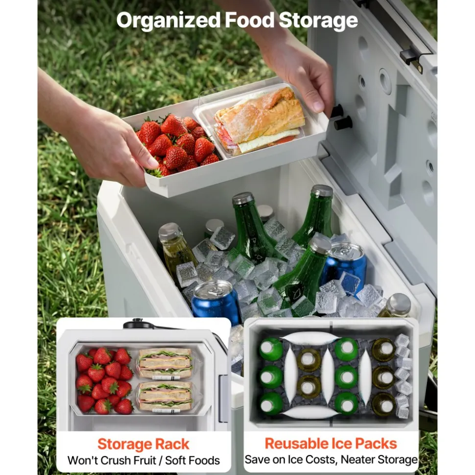 VEVOR Hard Cooler, 24QT Portable Cooler, Leak-Resistant Coolbox Keeps Contents Cool for 48 Hours, Insulated Chests with Ice Retention and Heavy-Duty Handle, Ultra-Light for Camping, Concerts, Sports