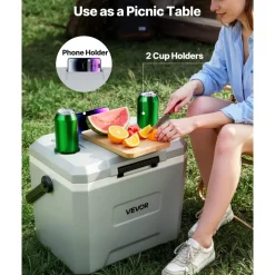 VEVOR Hard Cooler, 24QT Portable Cooler, Leak-Resistant Coolbox Keeps Contents Cool for 48 Hours, Insulated Chests with Ice Retention and Heavy-Duty Handle, Ultra-Light for Camping, Concerts, Sports