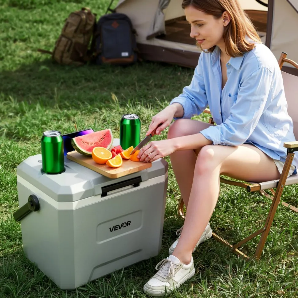VEVOR Hard Cooler, 24QT Portable Cooler, Leak-Resistant Coolbox Keeps Contents Cool for 48 Hours, Insulated Chests with Ice Retention and Heavy-Duty Handle, Ultra-Light for Camping, Concerts, Sports