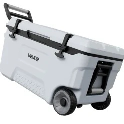 VEVOR Hard Cooler, 52QT Portable Rolling Cooler with Wheels, Leak-Resistant Coolbox Keeps Contents Cool for 48 Hours, Ice Retention Insulated Chests, Ultra-Light for Outdoor Picnics, Grill, Camping