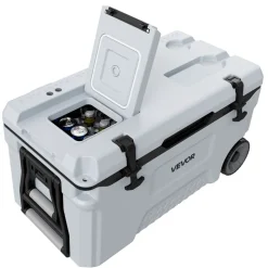 VEVOR Hard Cooler, 52QT Portable Rolling Cooler with Wheels, Leak-Resistant Coolbox Keeps Contents Cool for 48 Hours, Ice Retention Insulated Chests, Ultra-Light for Outdoor Picnics, Grill, Camping
