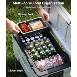 VEVOR Hard Cooler, 52QT Portable Rolling Cooler with Wheels, Leak-Resistant Coolbox Keeps Contents Cool for 48 Hours, Ice Retention Insulated Chests, Ultra-Light for Outdoor Picnics, Grill, Camping