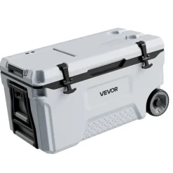 VEVOR Hard Cooler, 52QT Portable Rolling Cooler with Wheels, Leak-Resistant Coolbox Keeps Contents Cool for 48 Hours, Ice Retention Insulated Chests, Ultra-Light for Outdoor Picnics, Grill, Camping