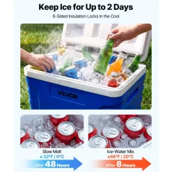 VEVOR Hard Cooler, 21QT Portable Rolling Cooler with Wheels, Leak-Resistant Coolbox Keeps Contents Cool for 48 Hours, Ice Retention Insulated Chests, Ultra-Light for Outdoor Picnics, Grill, Camping